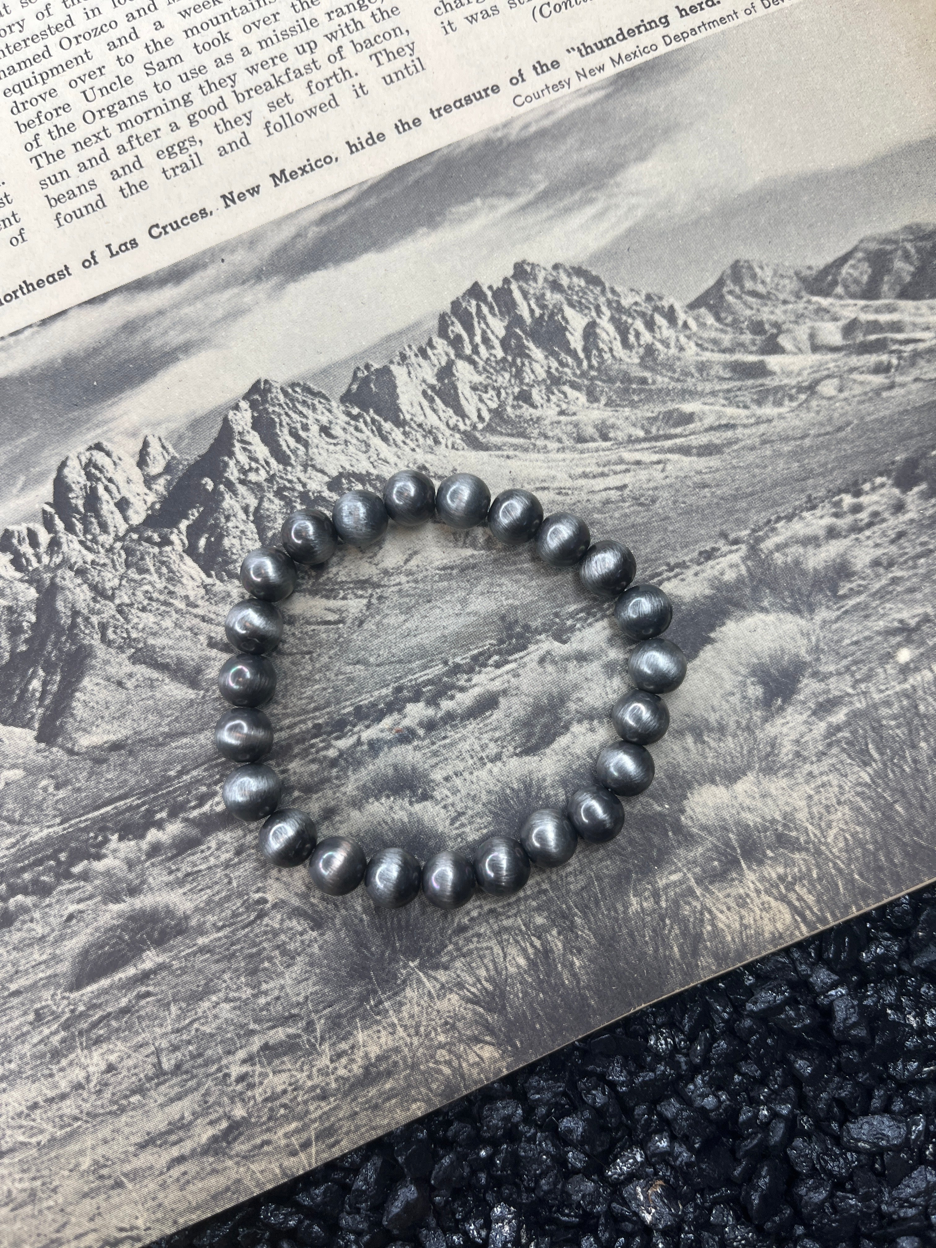 8mm Faux Silver Pearls Stretch Bracelet