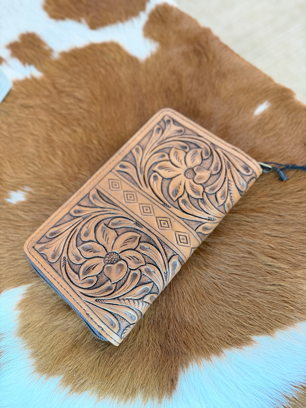 O'hlay Tooled Leather Light Floral Wallet