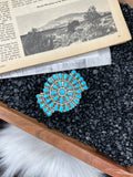 Genuine Sterling Silver and Kingman Turquoise Cluster Cuff- Nativr