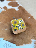 Mini Sun Flower Tooled Leather Jewelry Box