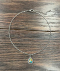 Faux Silver 16" Gemstone Chain Necklace