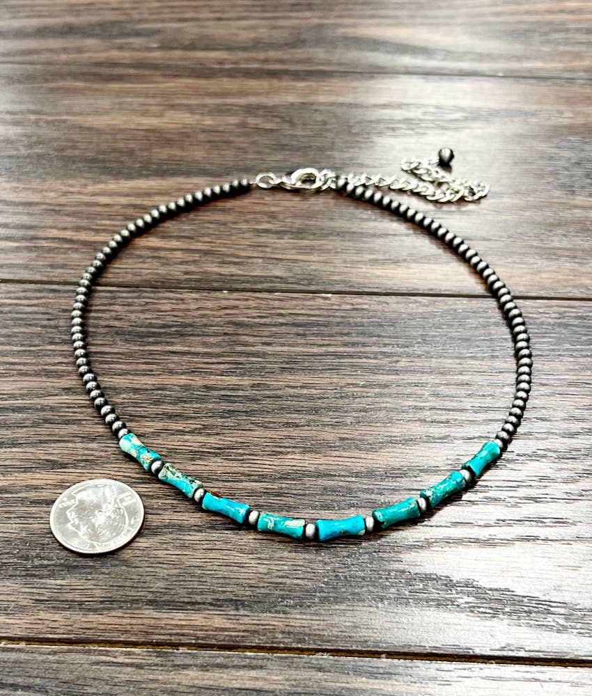 Faux Silver 16" Western Gemstone Necklace