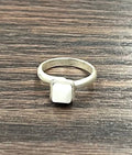 Faux Silver Small 5mm Square White Turquoise Adjustable Ring