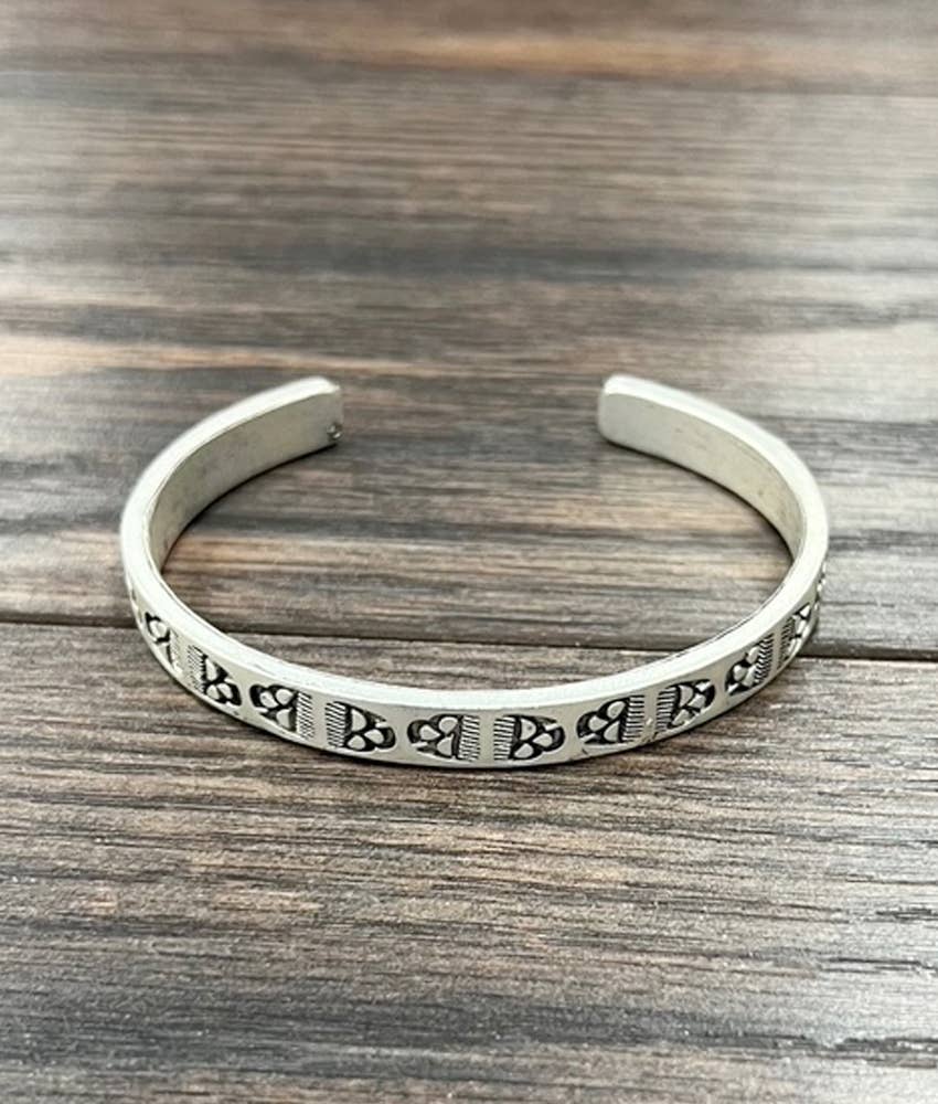 Faux Silver Boho Aztec Cuff Bracelet