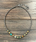 Faux Silver 17" Western Gemstone Necklace