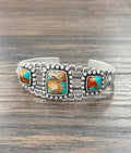 Faux Silver Western Gemstone Cuff Bracelet