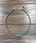 Faux Silver Graduated 15" Western Gemstone Necklace