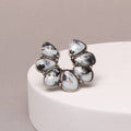 Faux Silver Western Squash Blossom Stone Stretch Ring