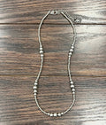 Faux Silver 22" Silver Western Bead Necklace