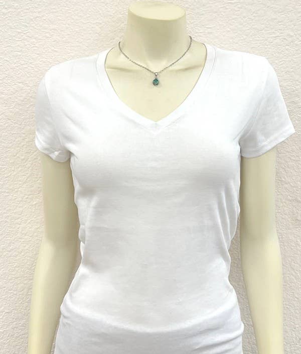Faux Silver 10mm Round Gemstone Necklace