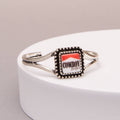 Faux Silver  Western Enamel Cowboy Killer Cuff Bracelet