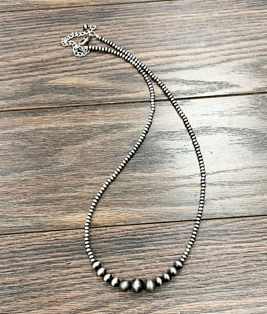 Faux Silver 26" Western Bead Necklace