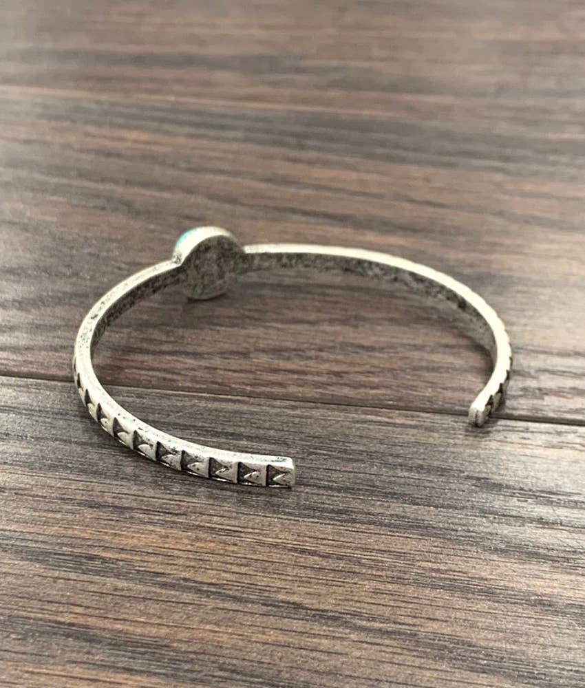 Faux Silver 10mm Turquoise Cuff Bracelet