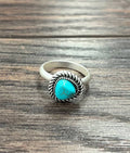 Faux Silver Small 7mm Triangle Turquoise Adjustable Ring