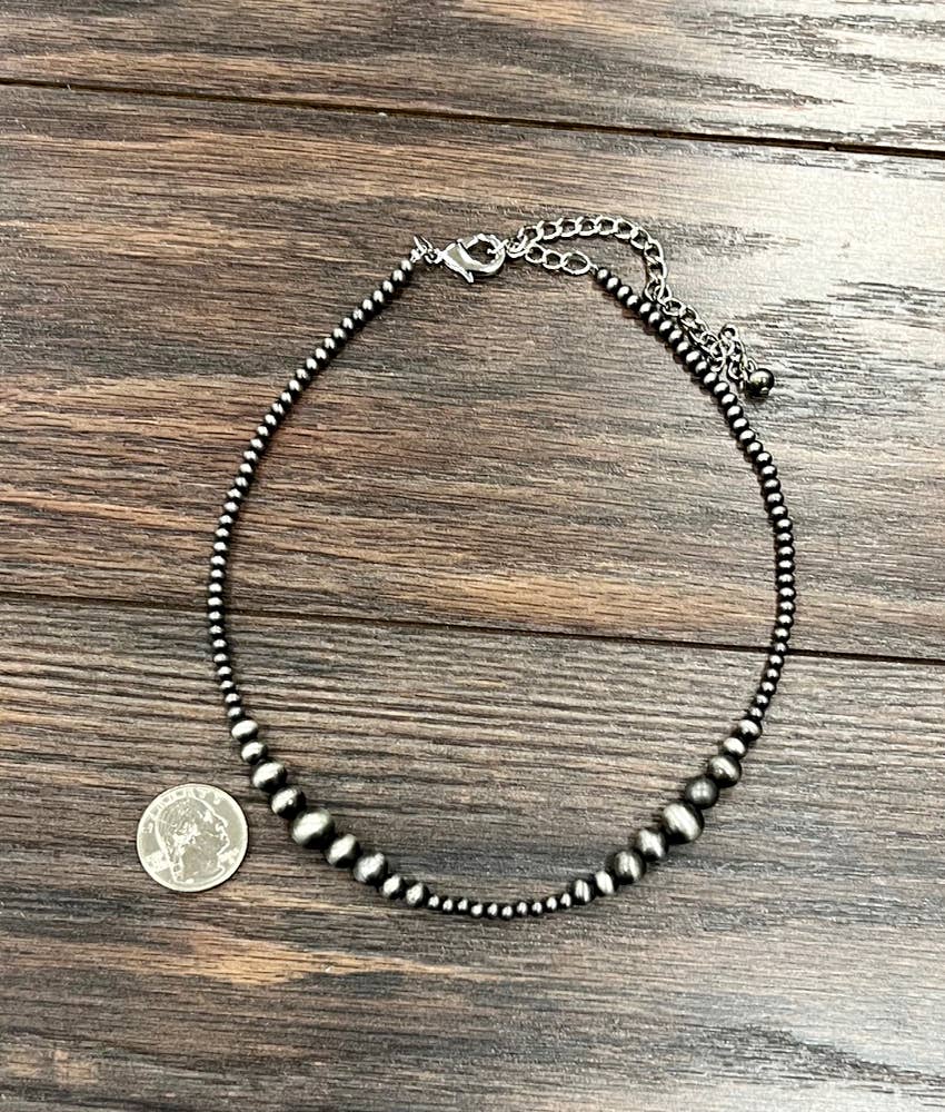 Faux Silver 16" Western Bead Necklace