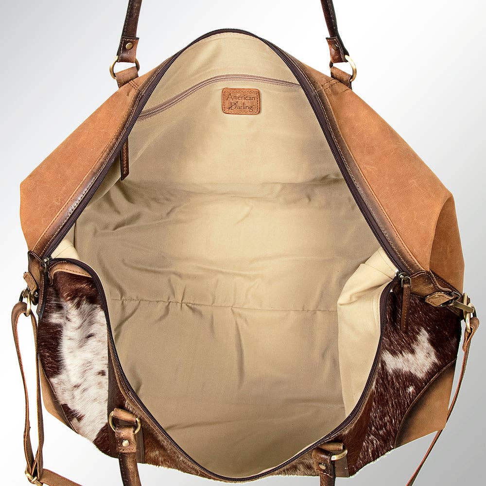 Duffel Hair On Genuine Western Leather Women Bag
