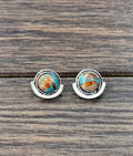 Faux Silver 8mm Round Gemstone Stud Earrings