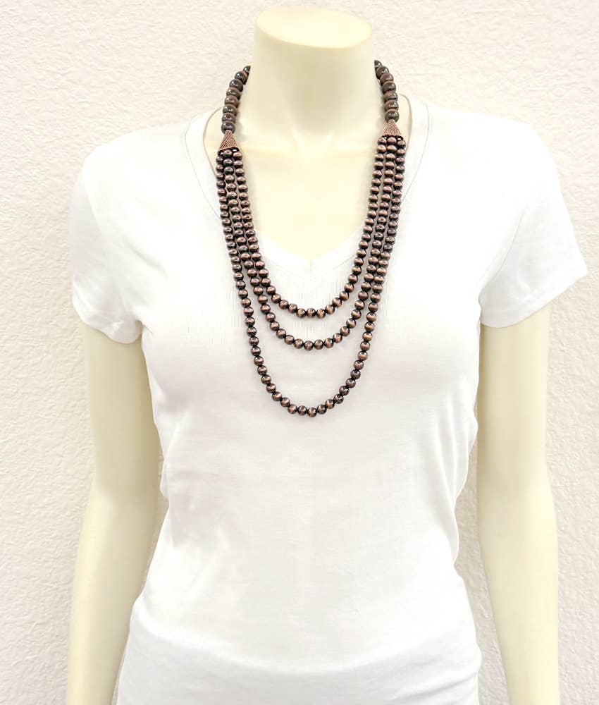 Faux 30" Copper Western Bead Layered Necklace