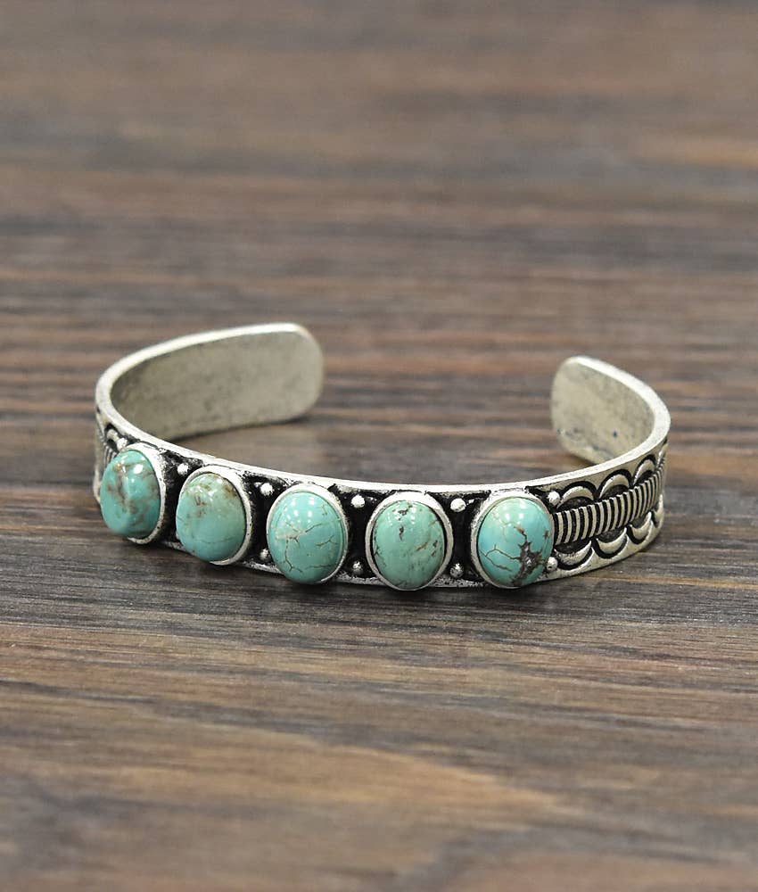 Faux Silver and Turquoise Cuff Bracelet