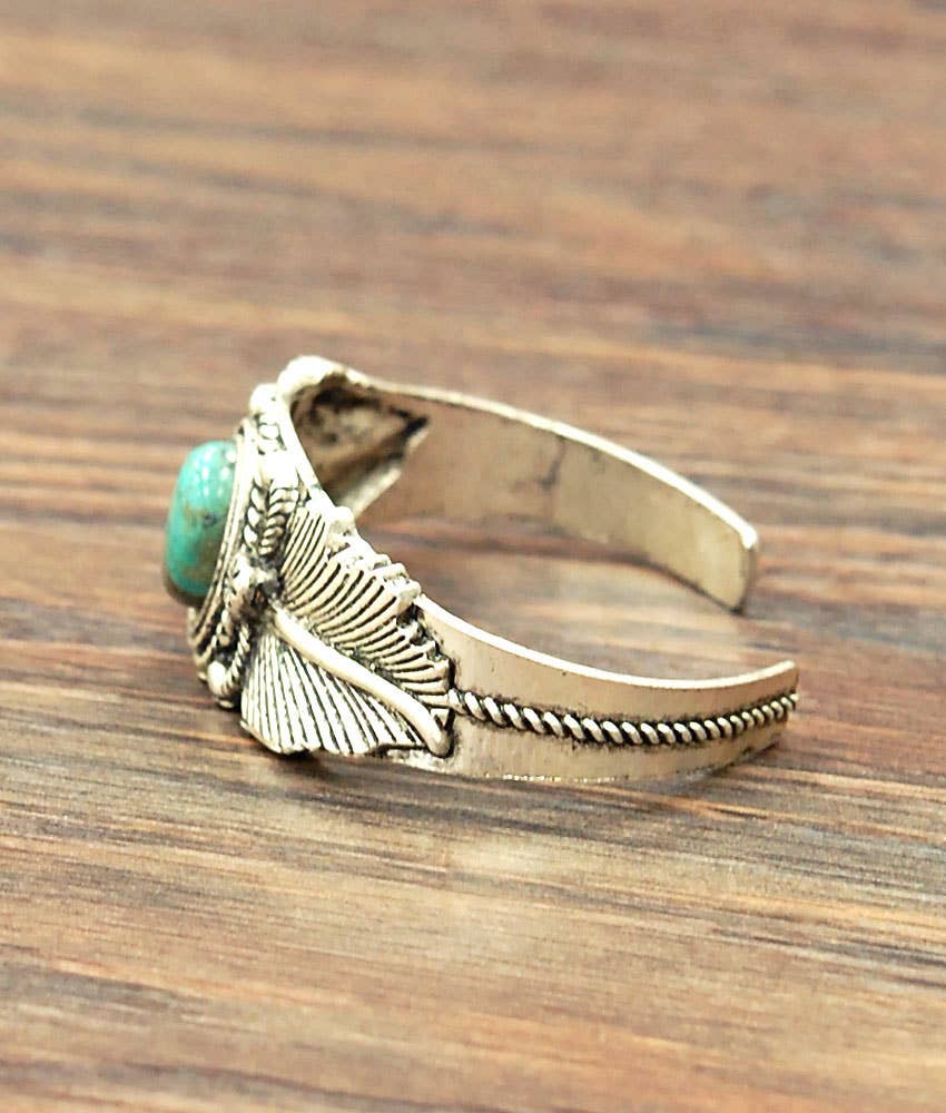 Faux Silver Western Turquoise Cuff Bracelet