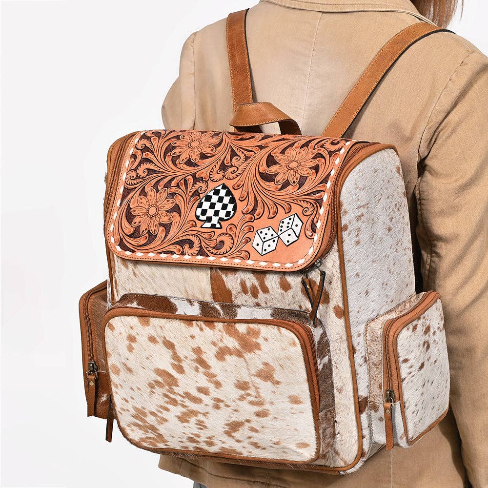 Ohlay Leather Backpack Women Hand Tooled Leather Travel Bag