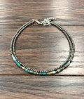 Faux Silver 15" Western Gemstone Strand Necklace