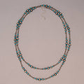 Faux Silver Western Turquoise Stone And Round Bead Necklace