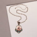 Faux Silver Western Rodeo Rider Print Pendant Necklace