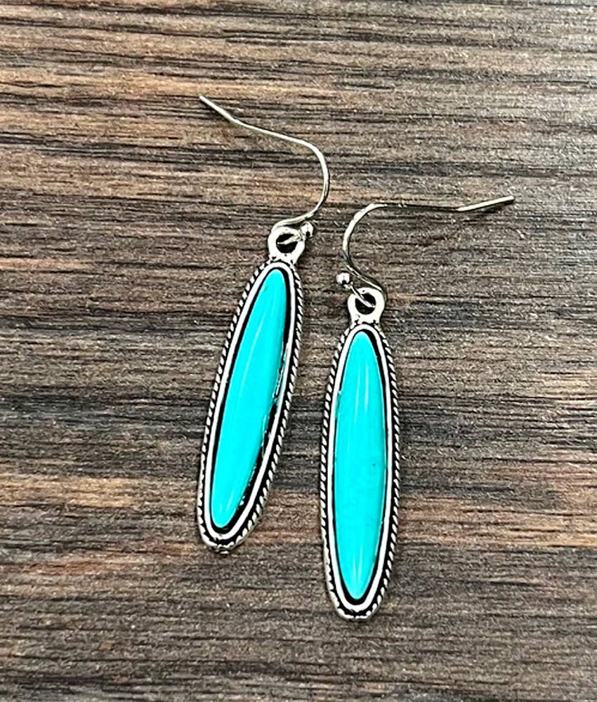 Faux Silver 1.5" Western Turquoise Earrings