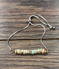 Faux Silver 6mm Gemstone Adjustable Bracelet