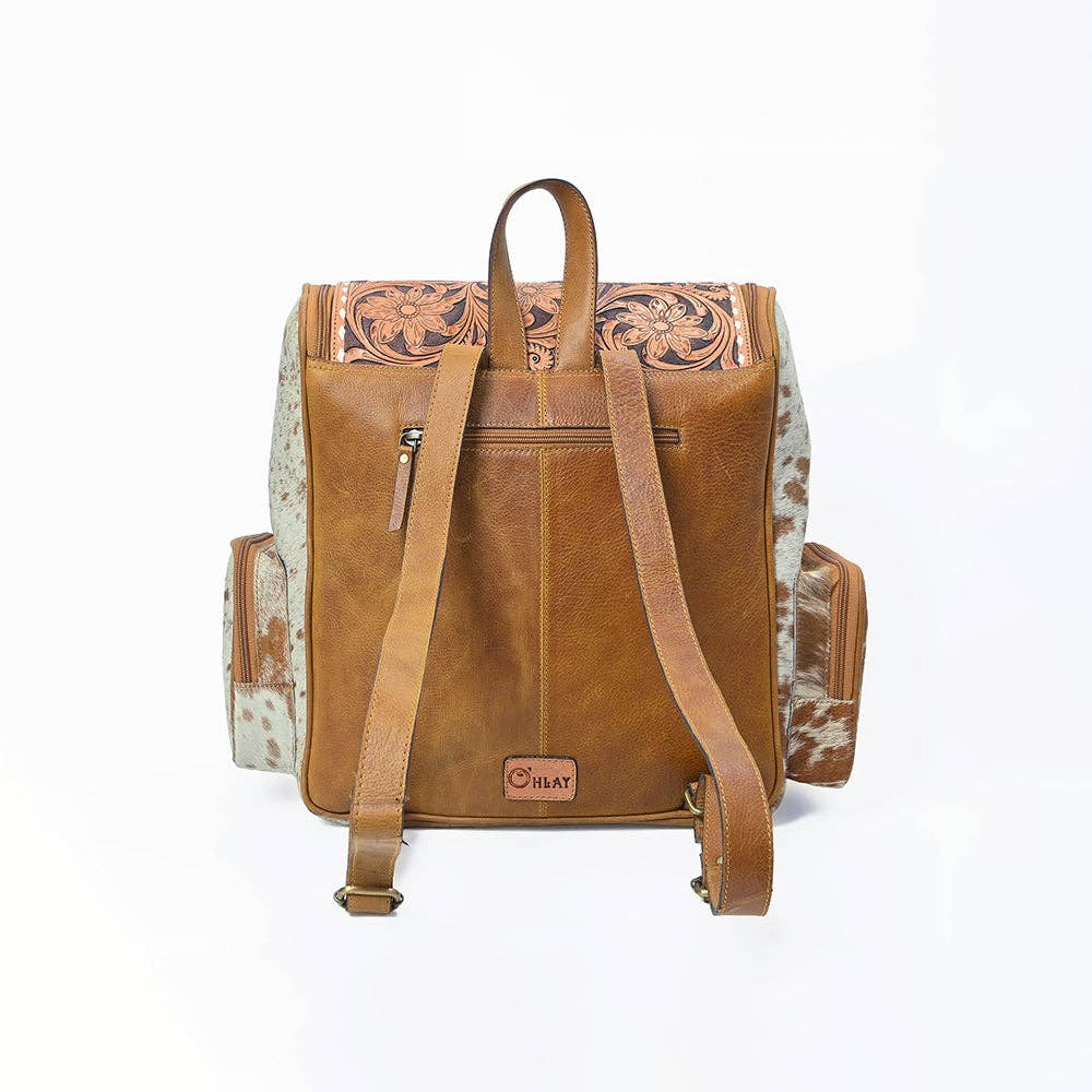 Ohlay Leather Backpack Women Hand Tooled Leather Travel Bag