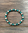 Faux Silver 10mm Oval Western Bead Stretch Bracelet