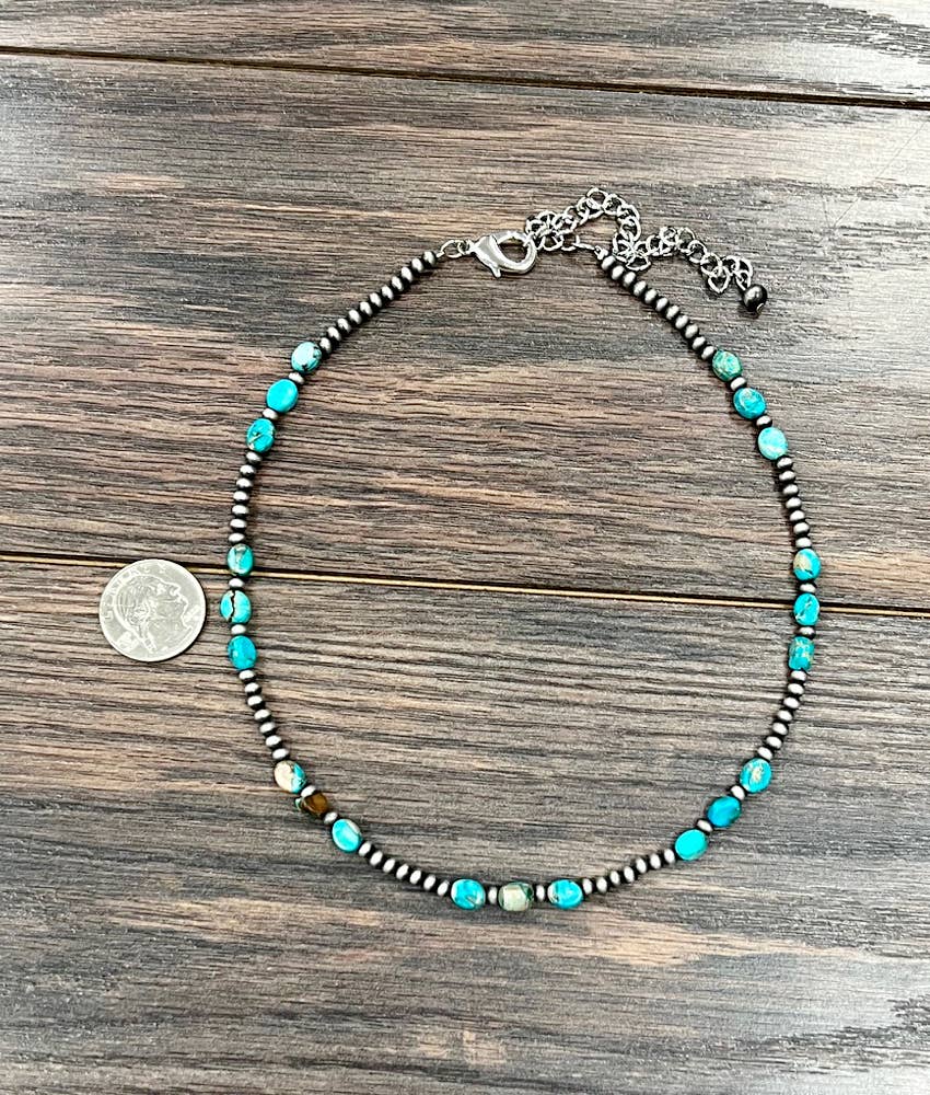 Faux Silver 16" Western Gemstone Necklace