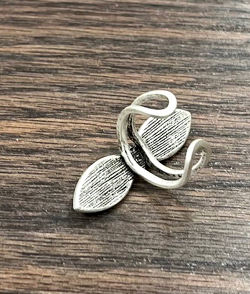 Faux Silver 1.7" Turquoise Adjustable Ring