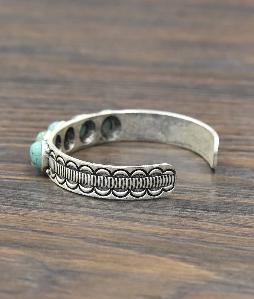Faux Silver and Turquoise Cuff Bracelet