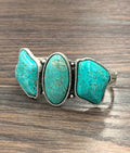 Faux Silver Big Western Turquoise Cuff Bracelet